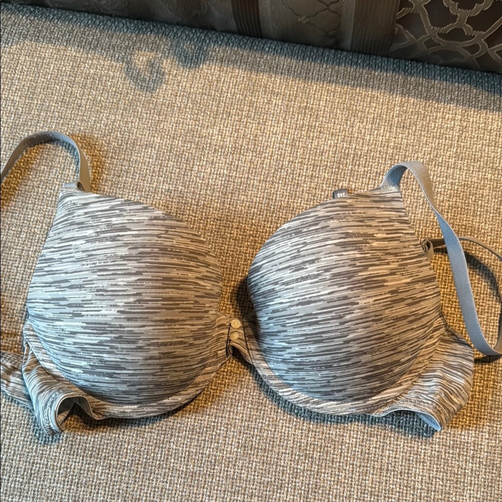 Striped/Heathered Gray Bra